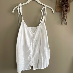 White linen blend cami